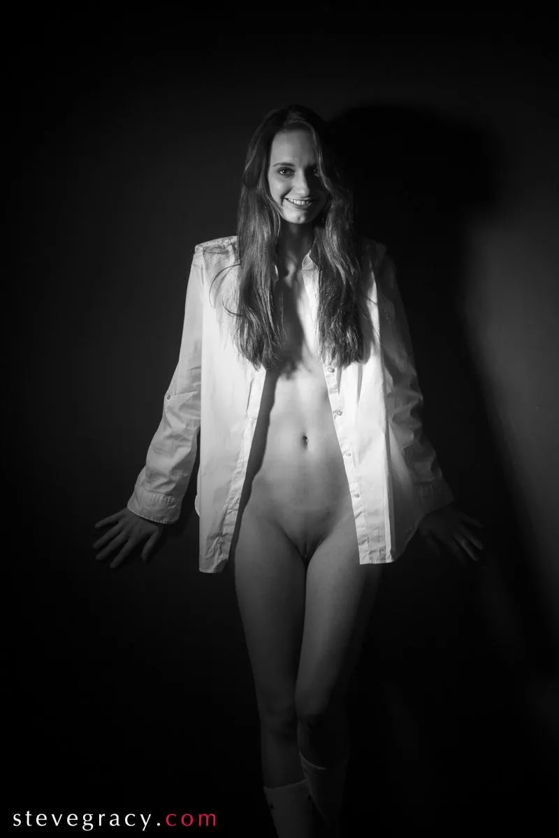 Ellie in white button down