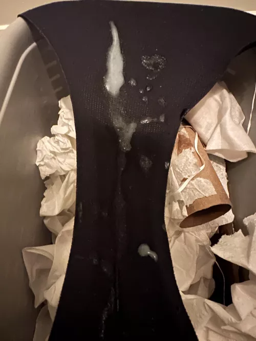 He spread my panties over his garbage can and aimed for my stinky gusset