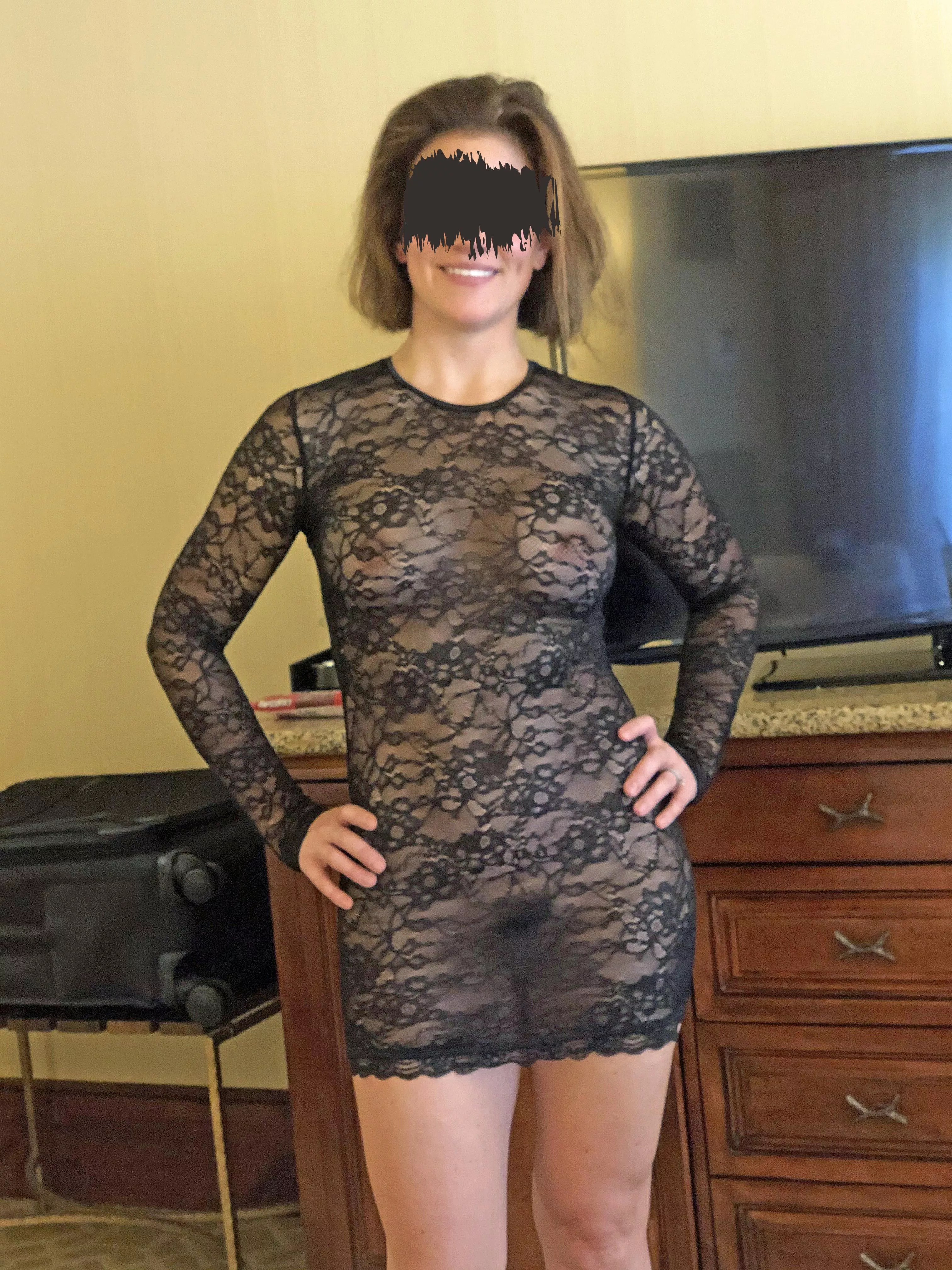 Hubby is daring me to wear this to the hotel bar tonight. Yes, yes but with panties, or no?