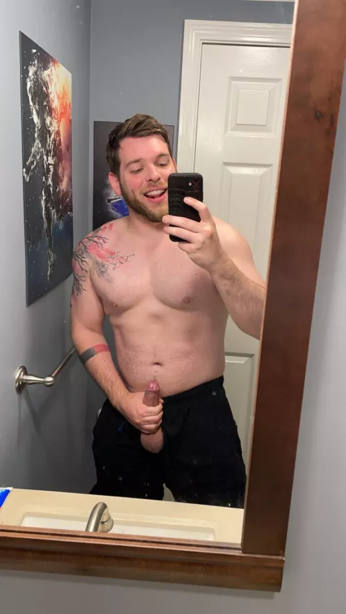 It always slips out at night and I wake up like this [short, box style beard]