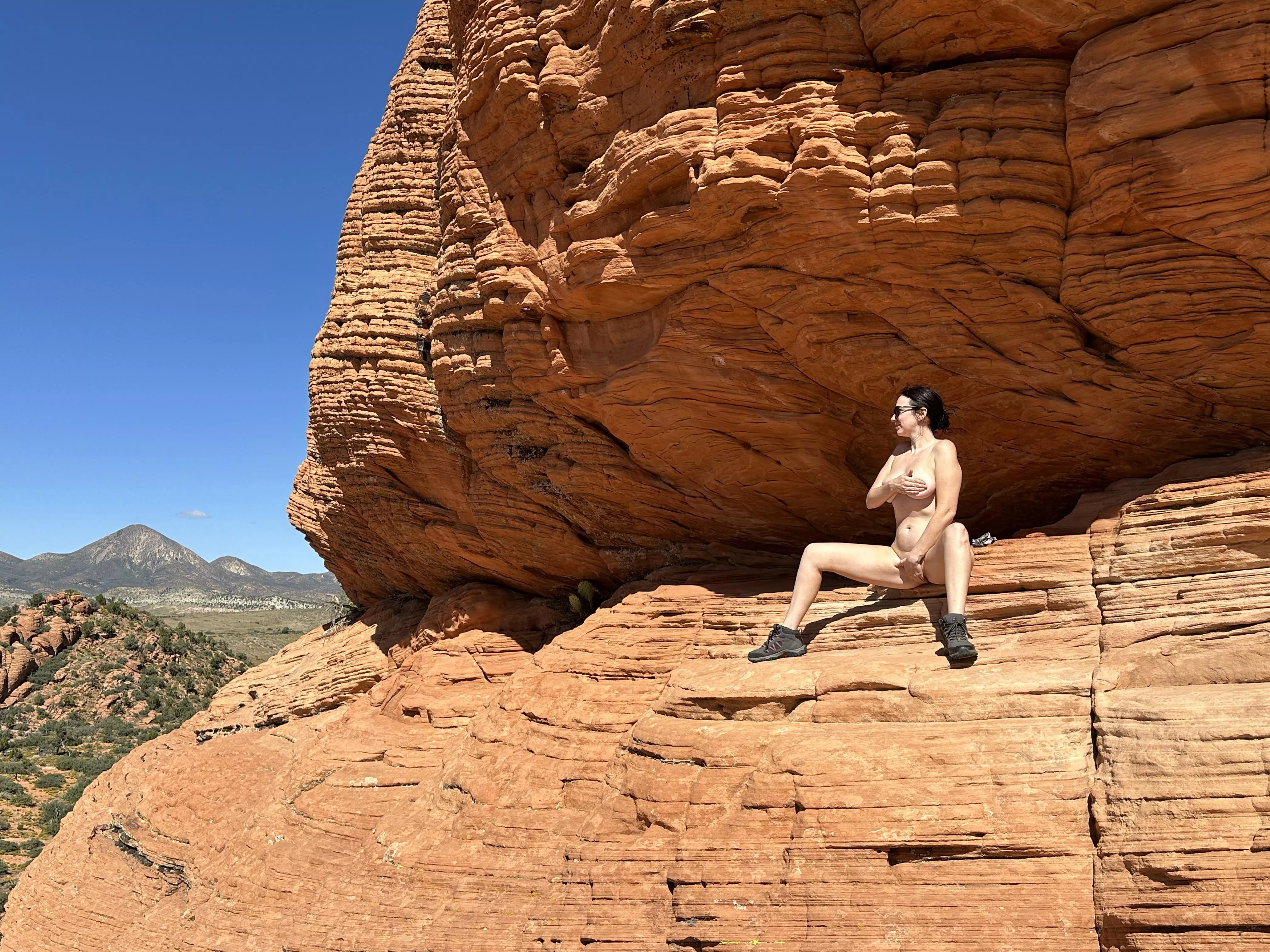 Sitting on a big hard rock