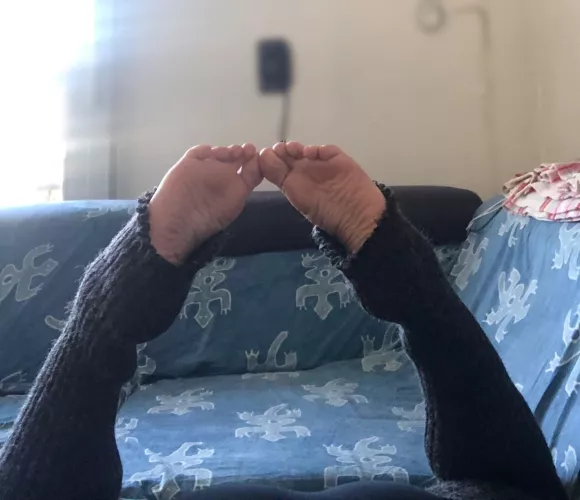 You come to me and find me and my feet like this. Admit it, you can hardly control yourself to spoil them.