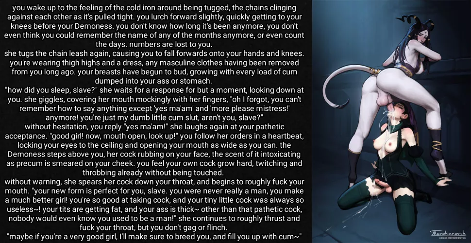 A Demoness captures you pt.2 [futadom] [mindbreak] [collar] [feminization] [talk of breeding] [slave play] [requested] artist unknown, caption by me