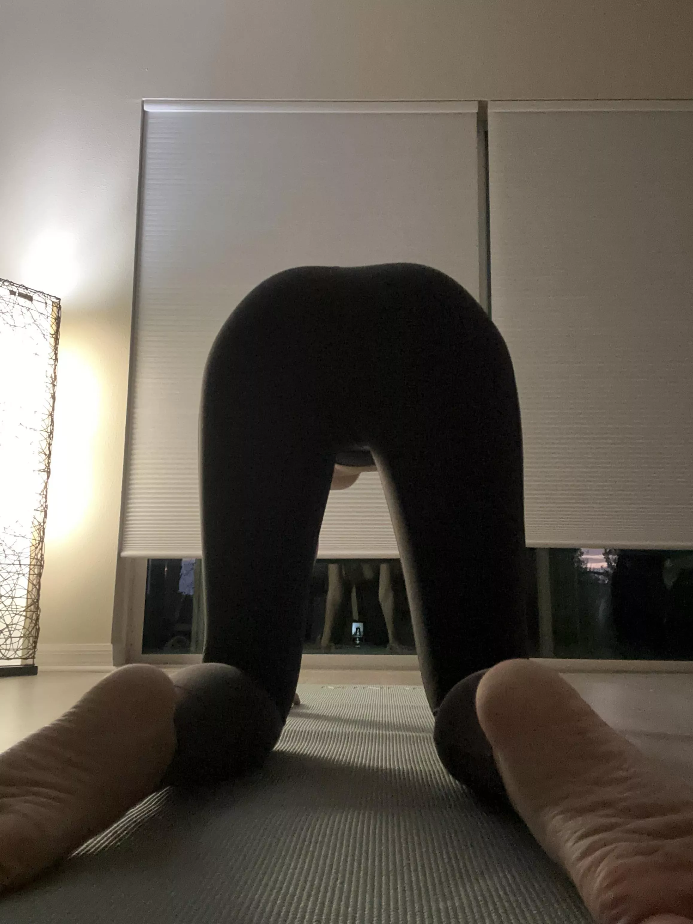 Favorite way to start the day- topless yoga!