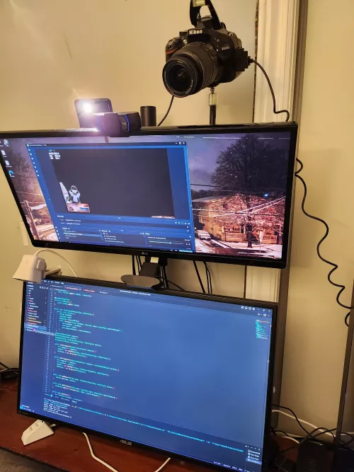 Thanks for all the suggestions on how to safely mount my DSLR. it's no longer held up by dental floss and it looks GREAT!!!