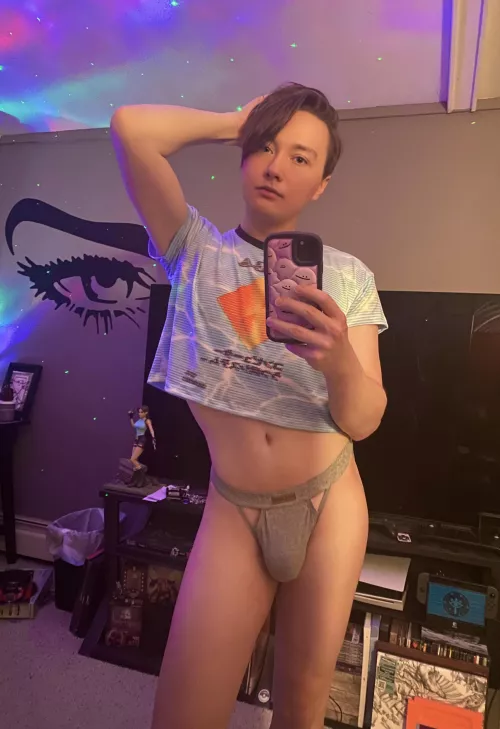 Wearing my new jockstrap.