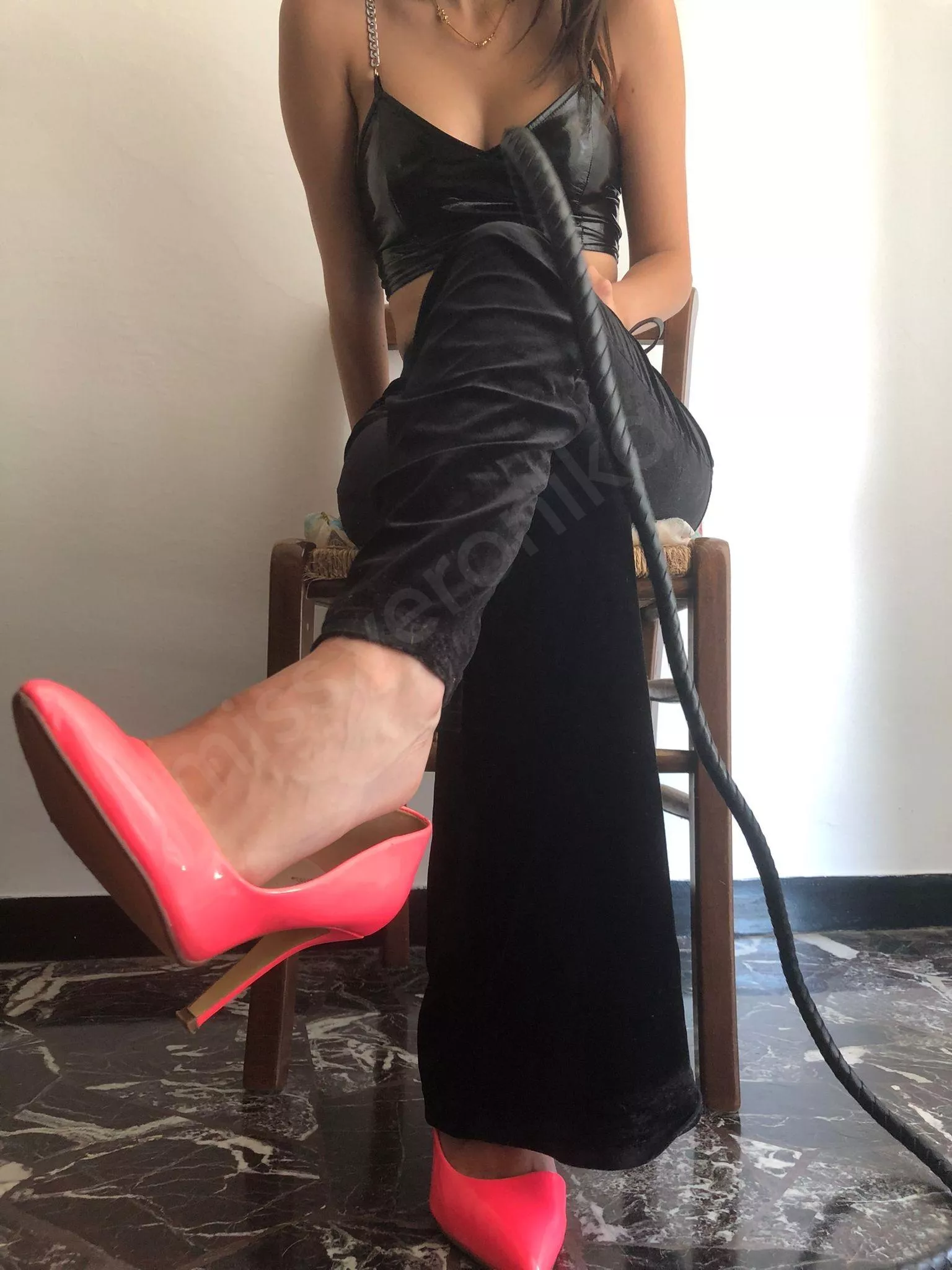 Would you like to try my heel or my whip first slave?