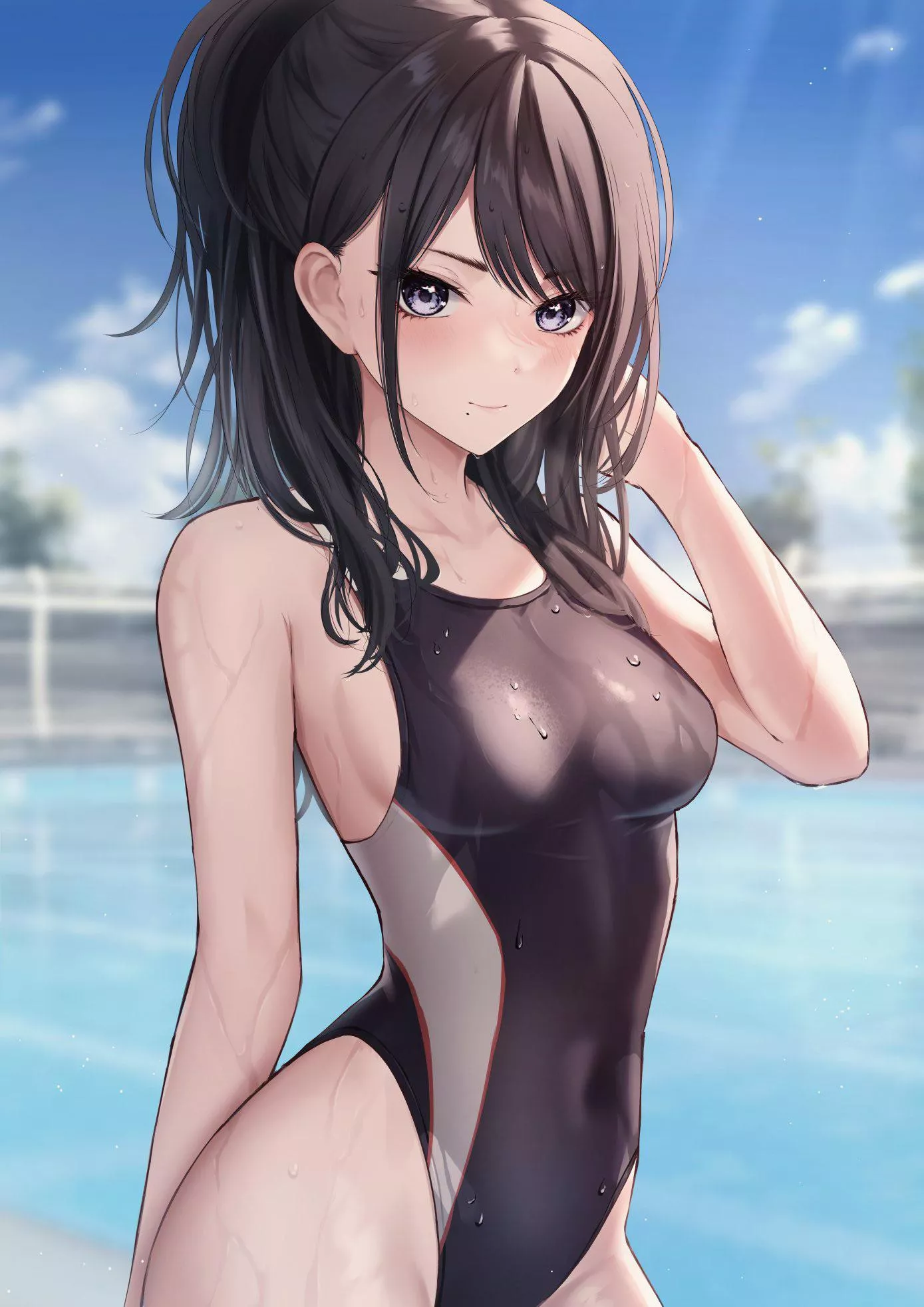Black haired school girl