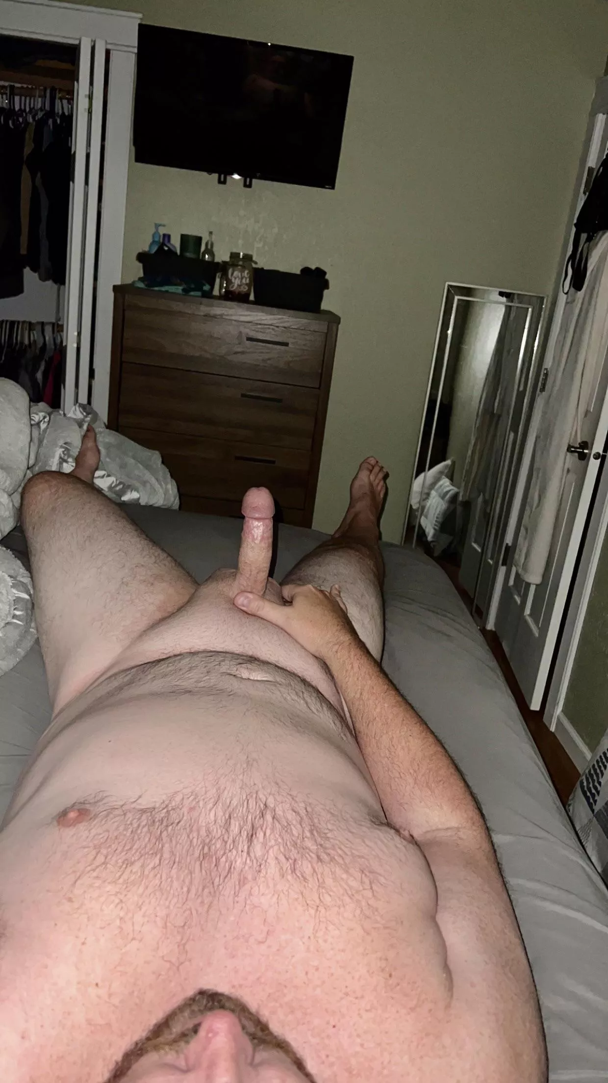 My wife went to work, crawl in bed and play for awhile baby 😈