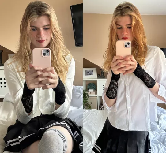 My first time in both fem clothes and makeup :3