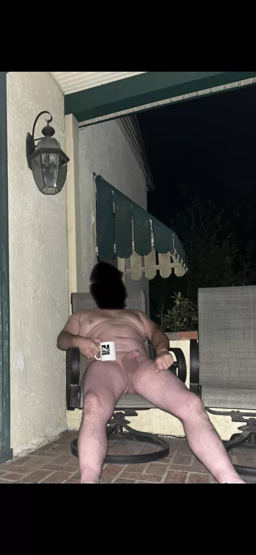 Taking a couple minutes to enjoy the early morning sounds and a cup of coffee, before starting an early work day