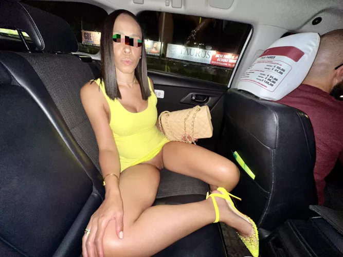 think our Italian cab driver noticed my wi[F]e (38, mom x2) behind him?