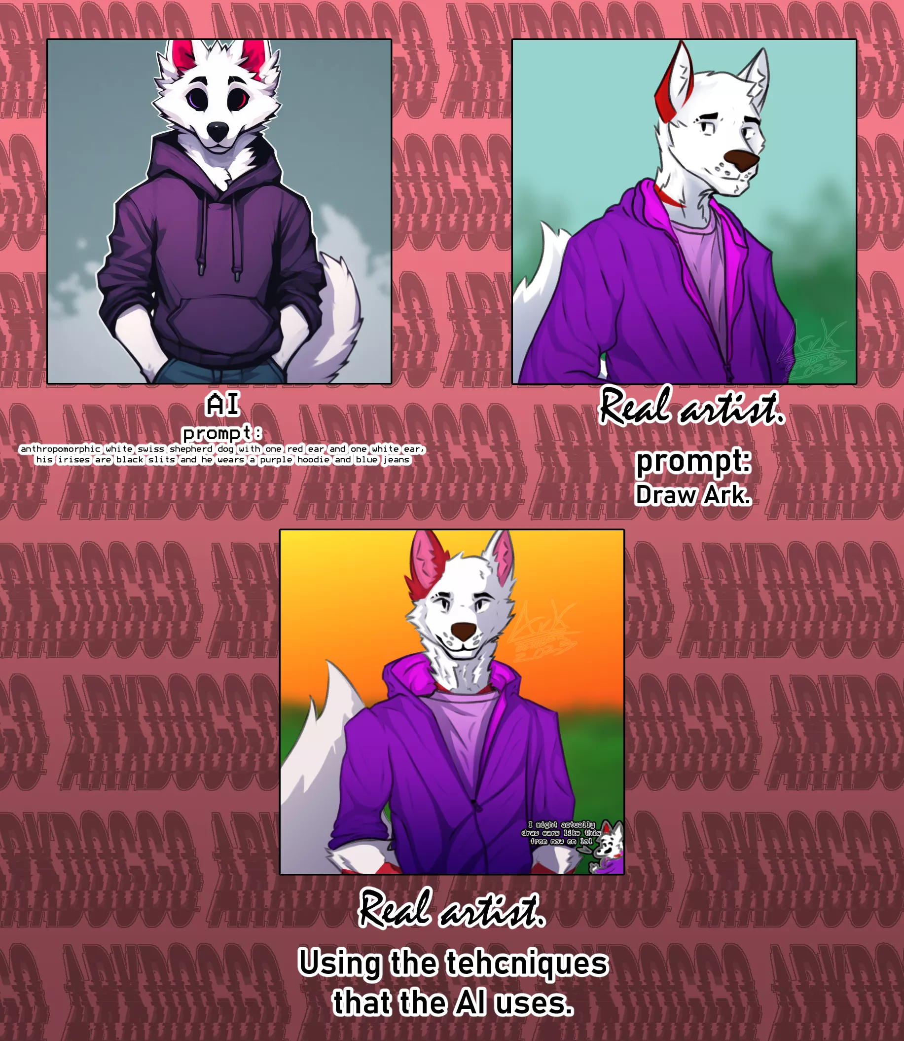 Tried my best to describe my sona and it still didn't get the ears right lmao