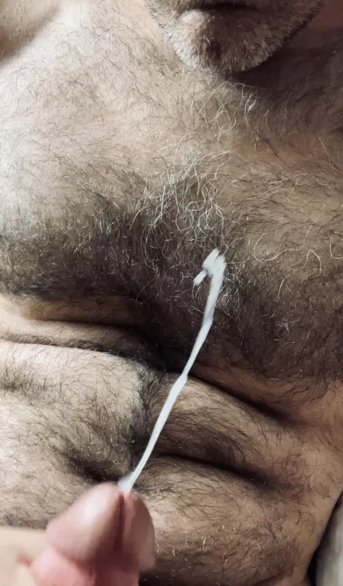 Blasting a load into my chest hair...