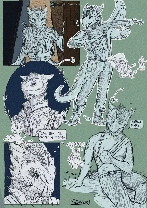 This is just a wip but how much do you think I should charge for a sketch page like this? Will be flat colored. Yes this is my oC from BG3 <3