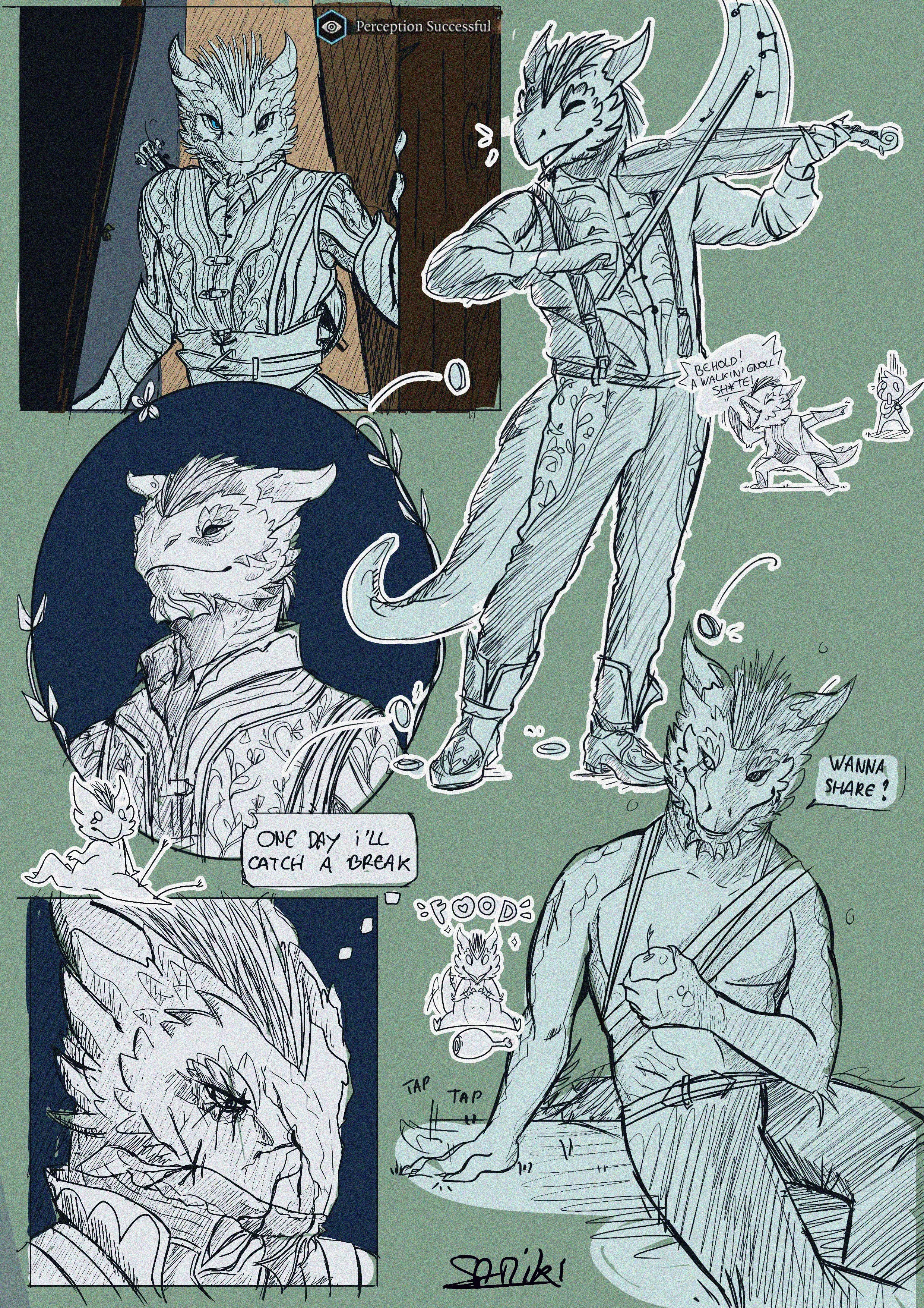 This is just a wip but how much do you think I should charge for a sketch page like this? Will be flat colored. Yes this is my oC from BG3 <3