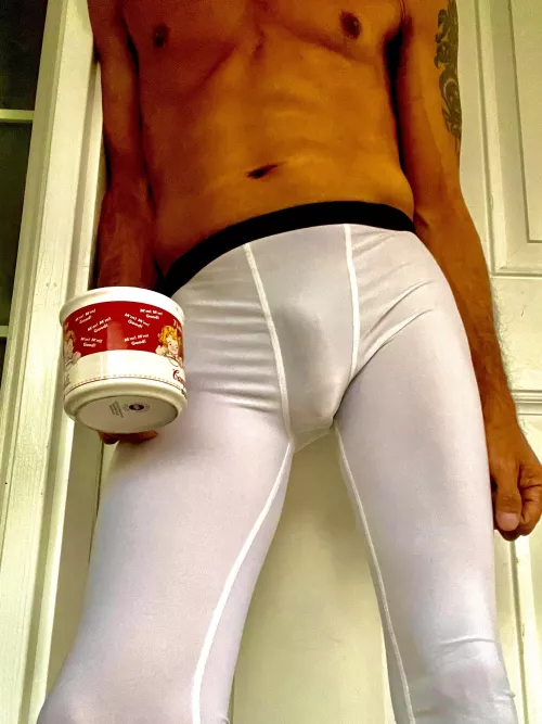 I love to relax in my legging with a cup