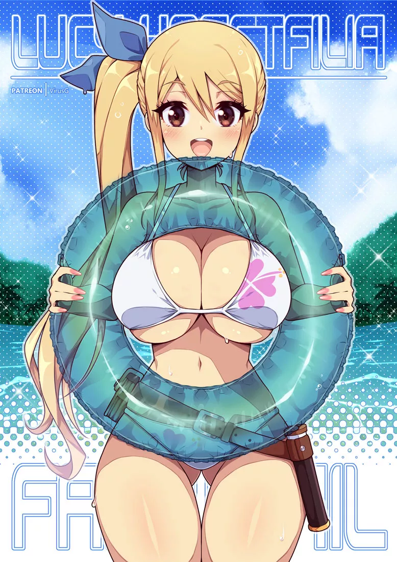 Lucy Heartfilia at the beach (VirusG) [Fairy Tail]