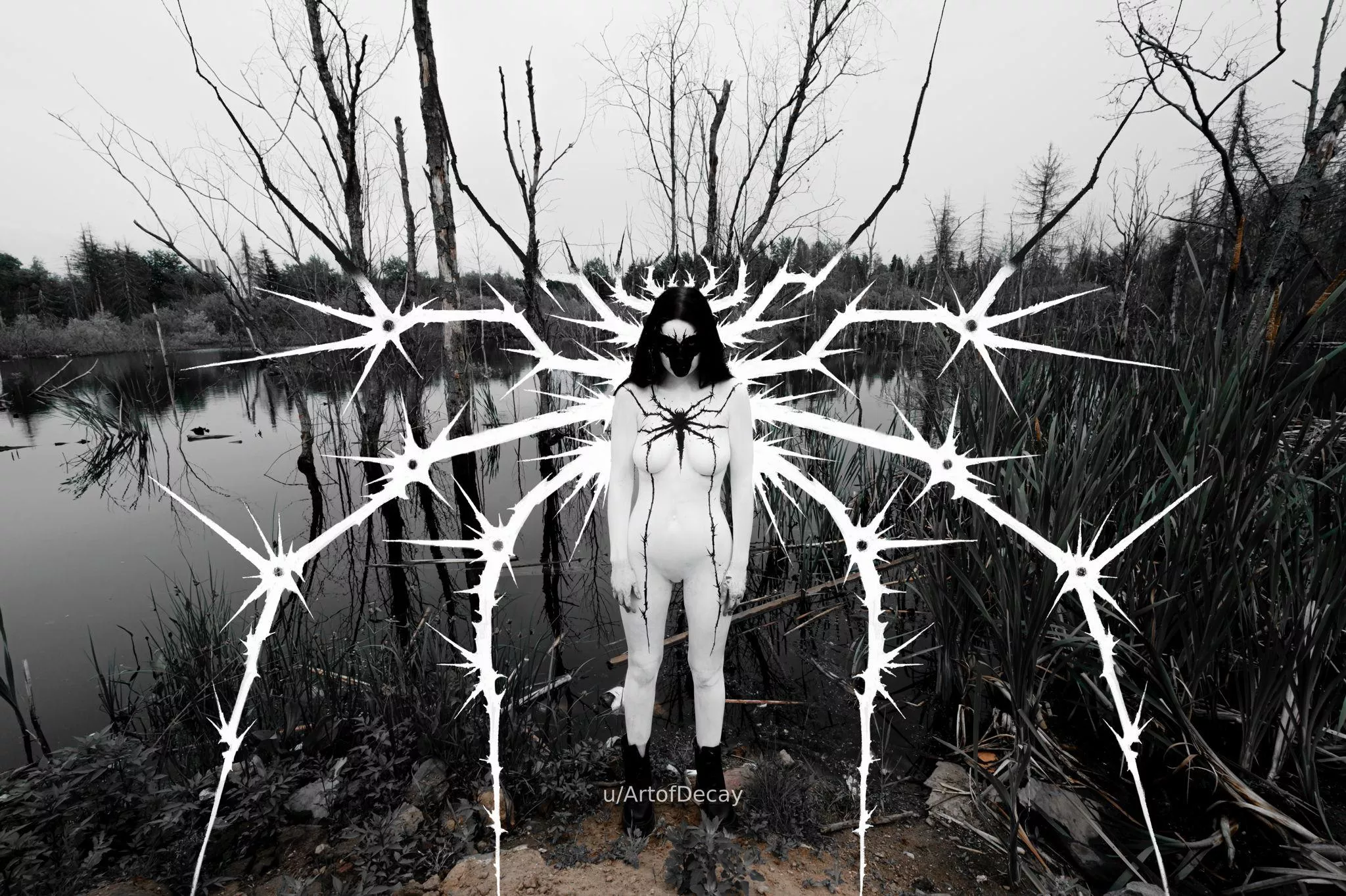 White-Venom cosplay model Kate-Zvkvt photo Roycoreroy body art Art of Decay