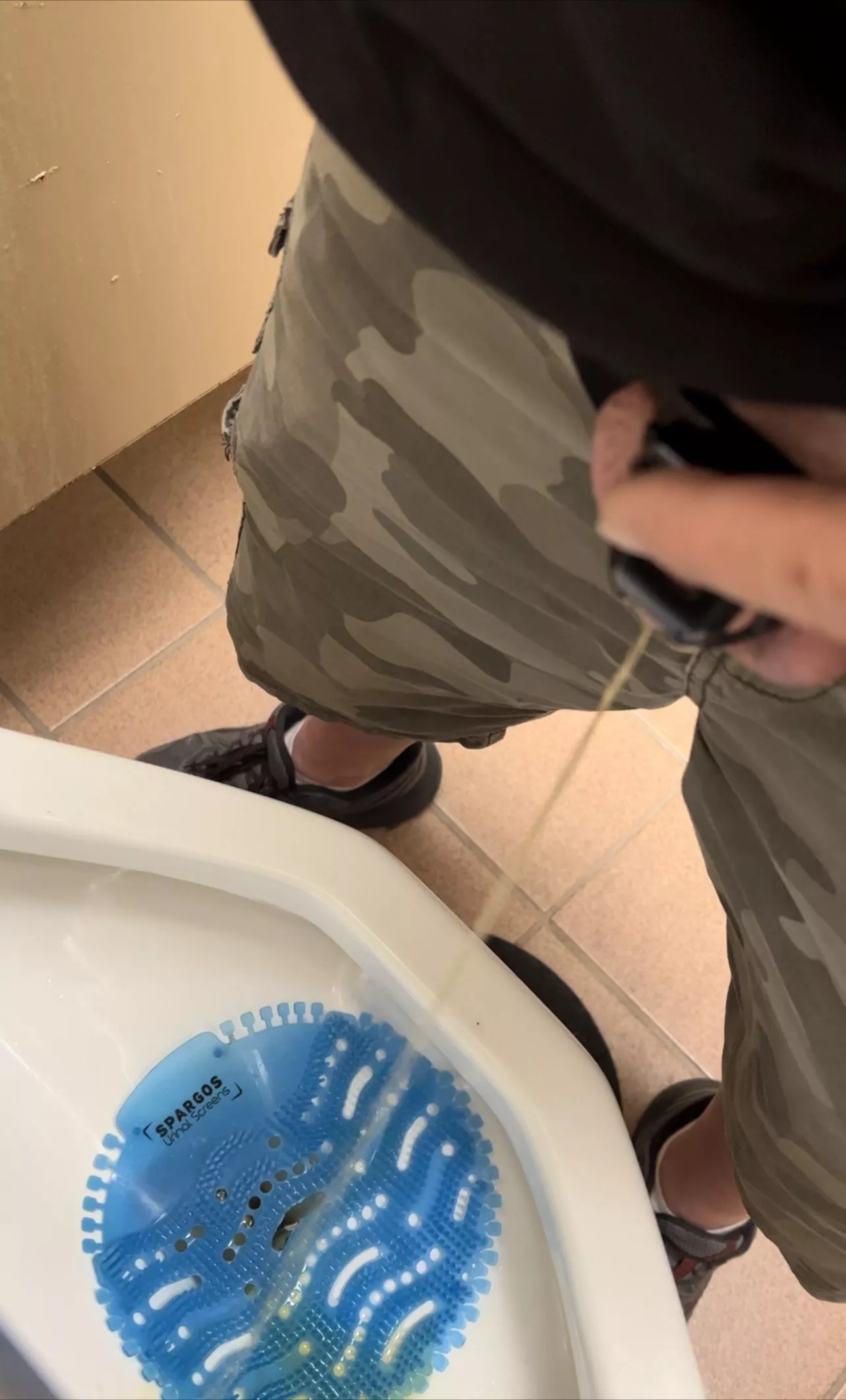 Chastity piss at work…