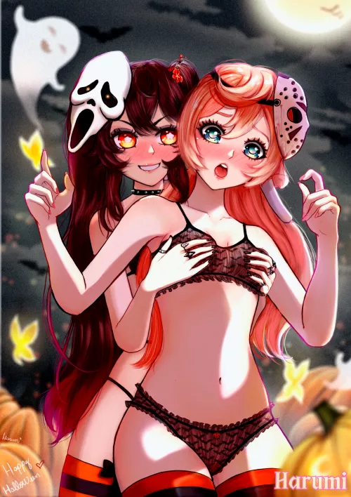 Hu Tao and Yanfei, Happy Friday The 13th (Harumi4k) [Genshin Impact]