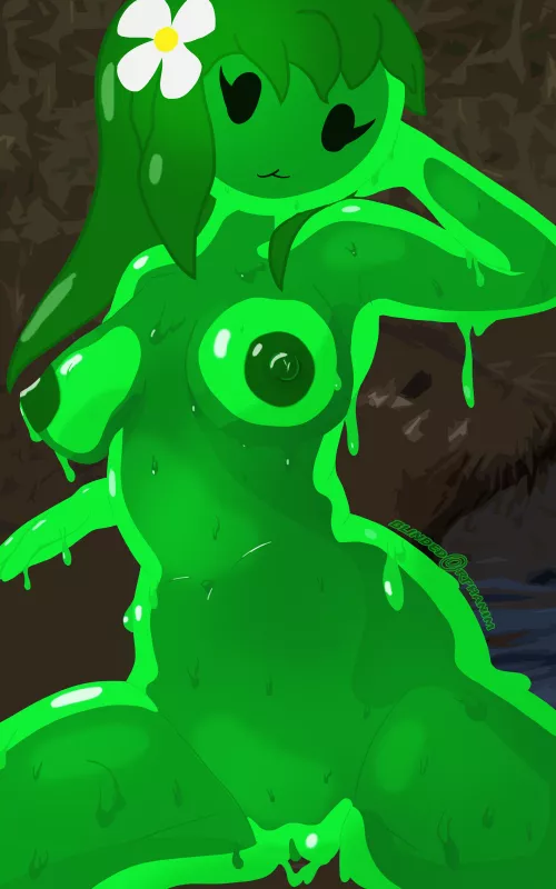 internet was out for a while so I drew a slime girl
