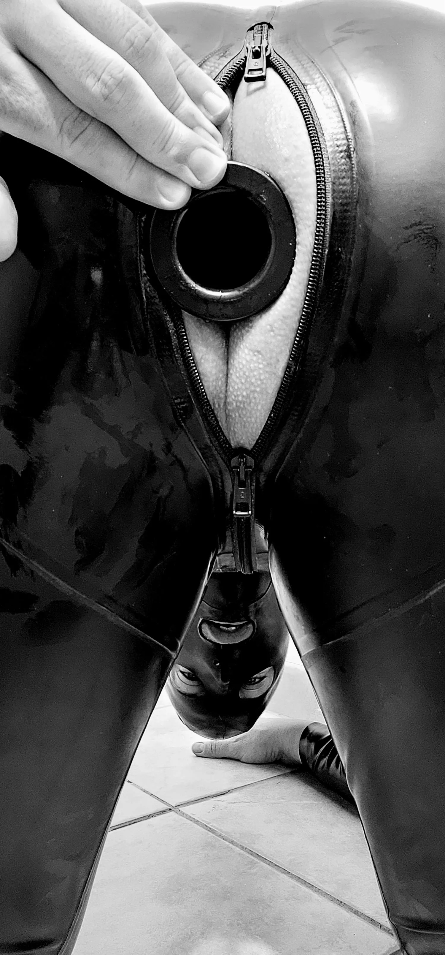 Latex, anal dilator and on my knees