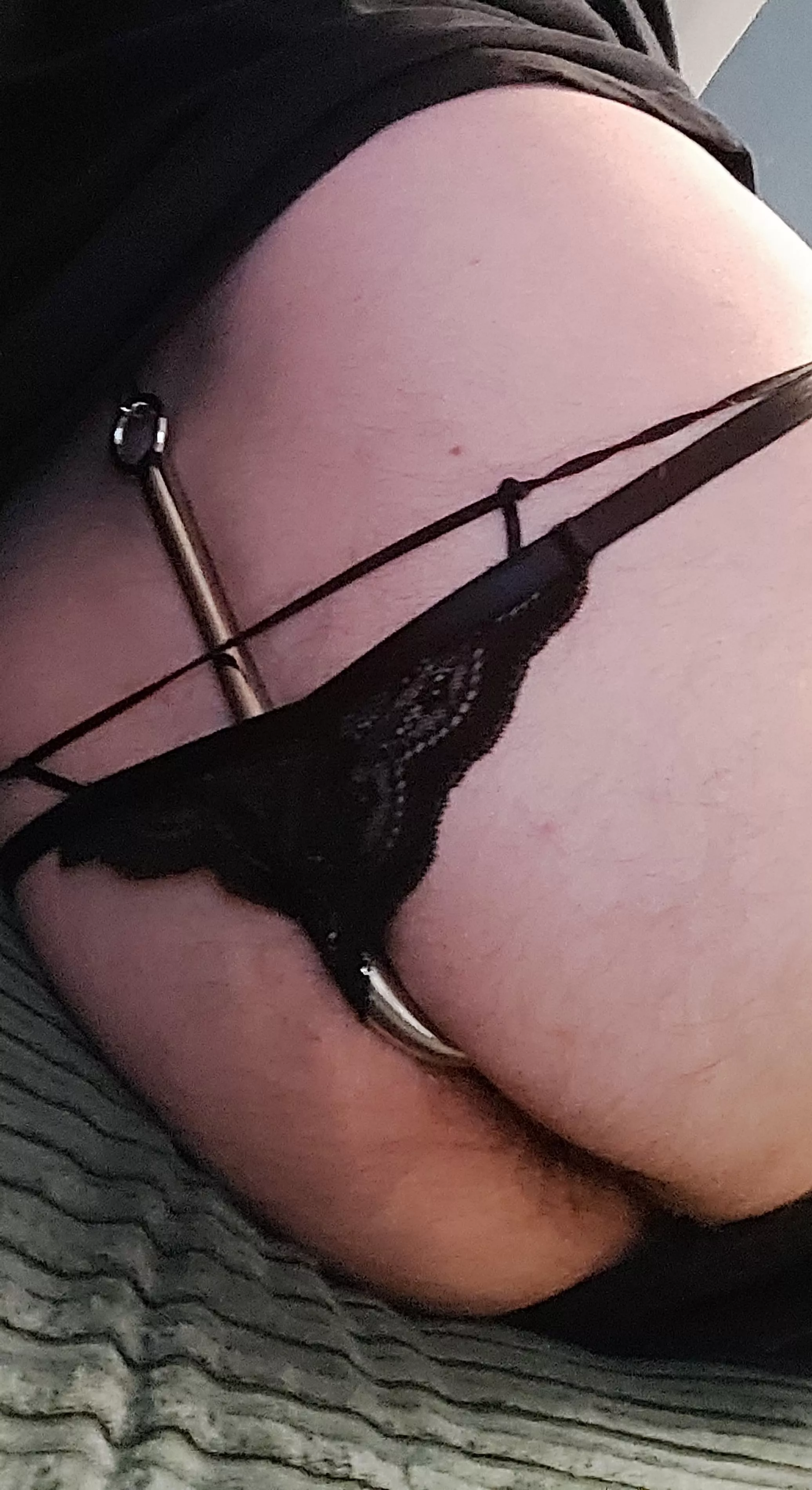 Love these sexy black panties and anal hook in my ass
