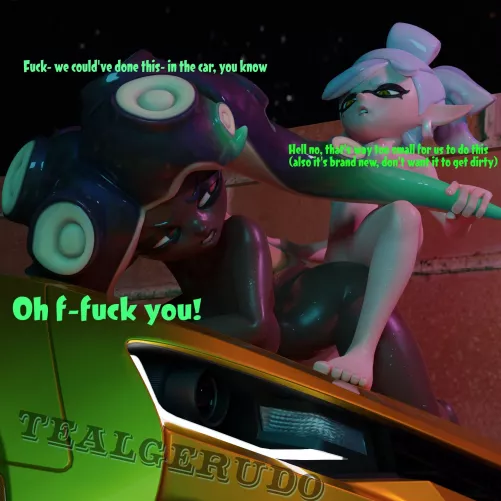 Marie pegging Marina on the hood of the car [TealGerudo] [OC]