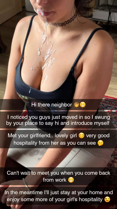 Neighbor swings by your house to introduce himself and meets your girlfriend