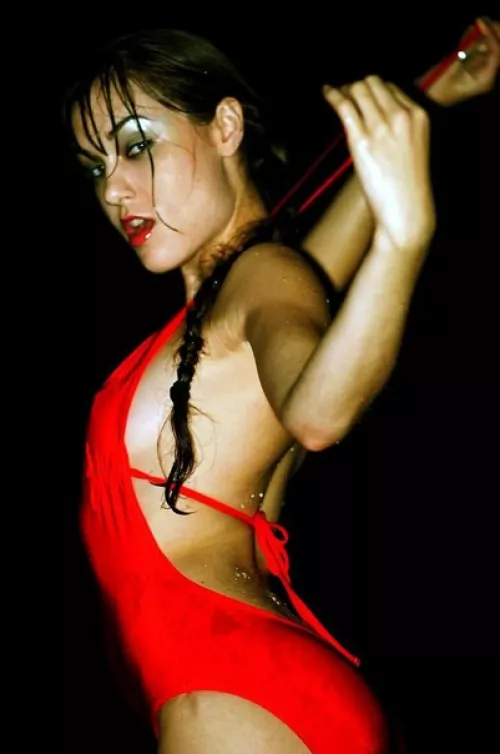 Sasha's red swimsuit...