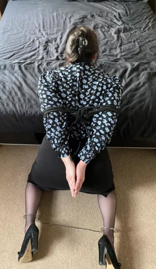 Shackled and bound with rope. What a way to start the evening.