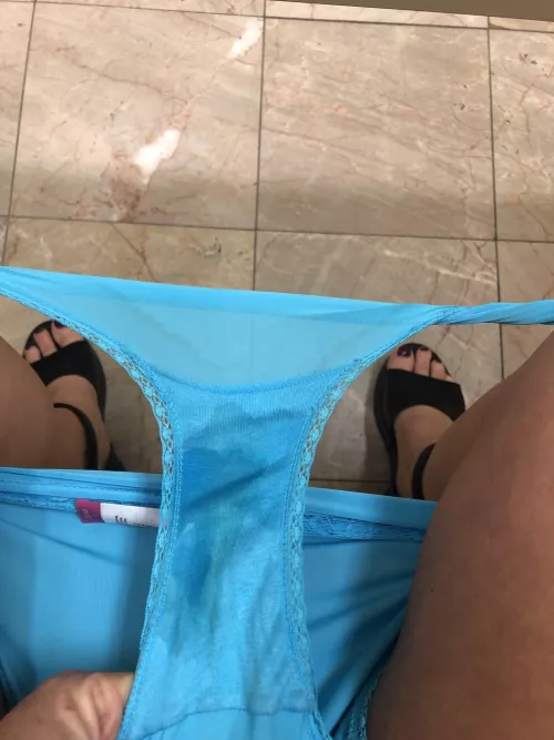 Somebody tinkled in her blue panties all the way down her office steps…..