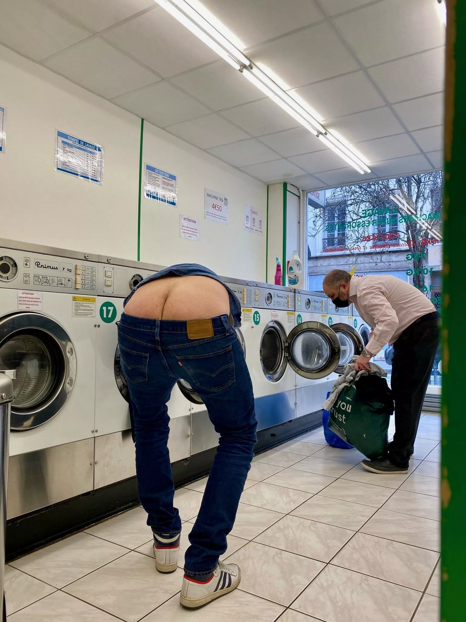 at the laundry
