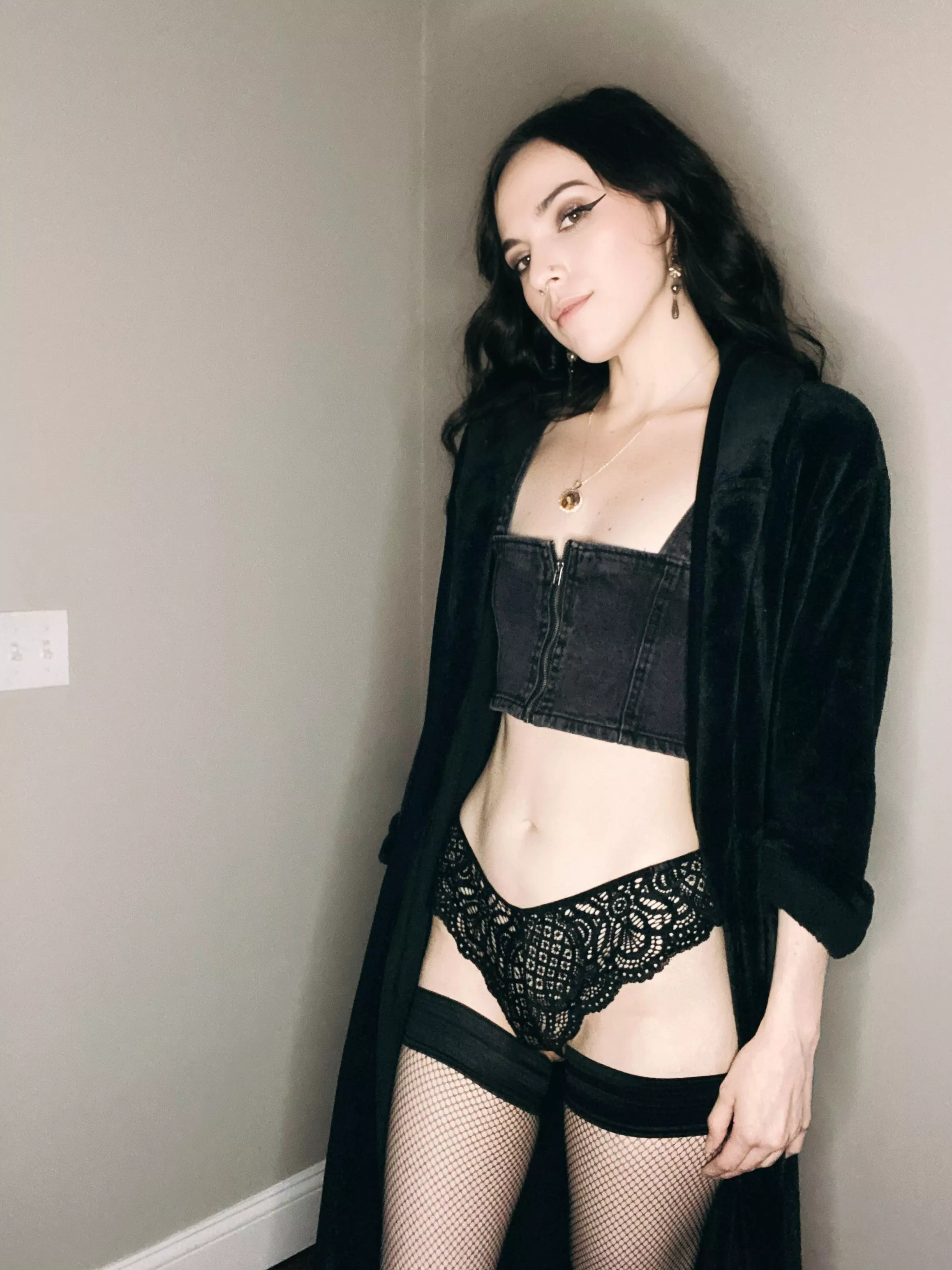 Pale and petite in my black robe