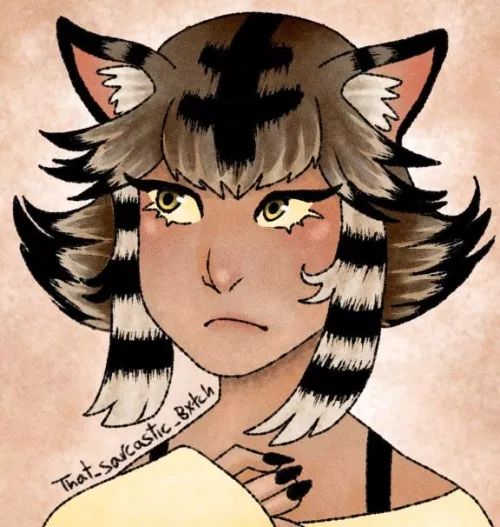 Tested out the cat face theory to make a cat girl (OC)