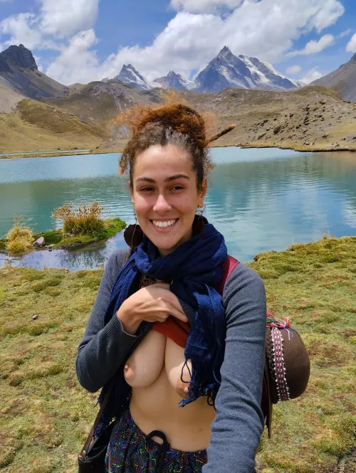 What's more beautiful, the landscape or my tits?