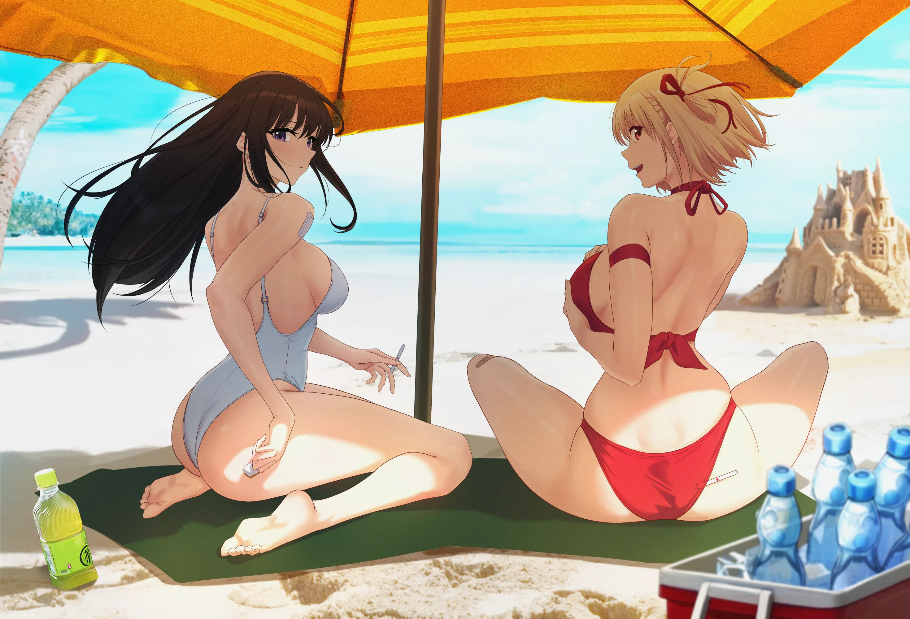 Chisato and Takina at the beach [Lycoris Recoil]