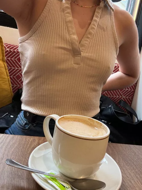 Drinking coffee while my nipples say hello