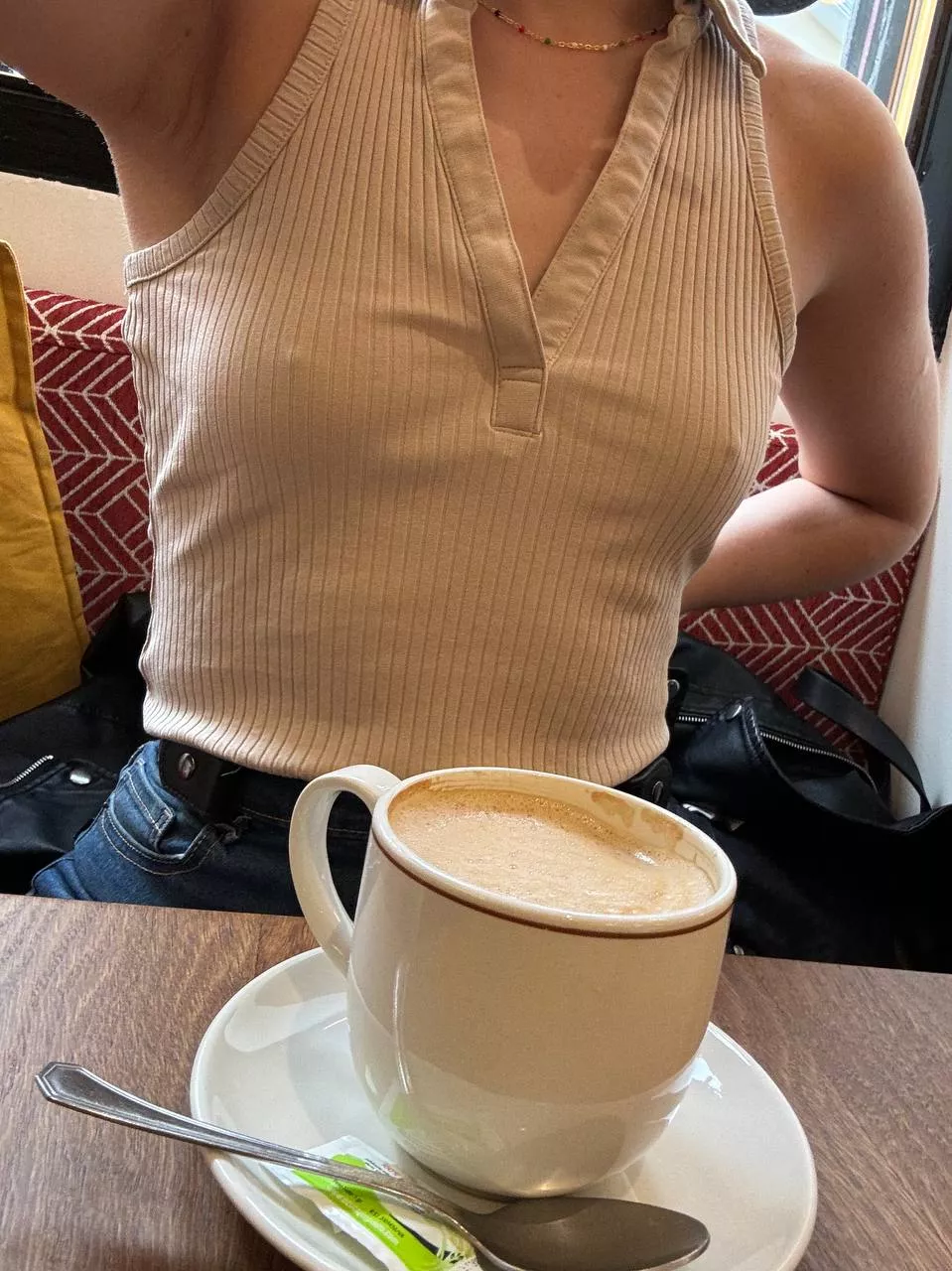 Drinking coffee while my nipples say hello