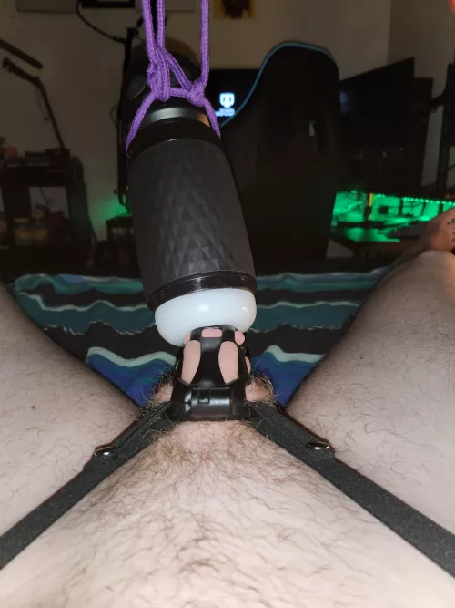 Getting ready for another unlocked tease and edge session from my domme with auto here... here's to hoping I don't accidentally cum again this time!