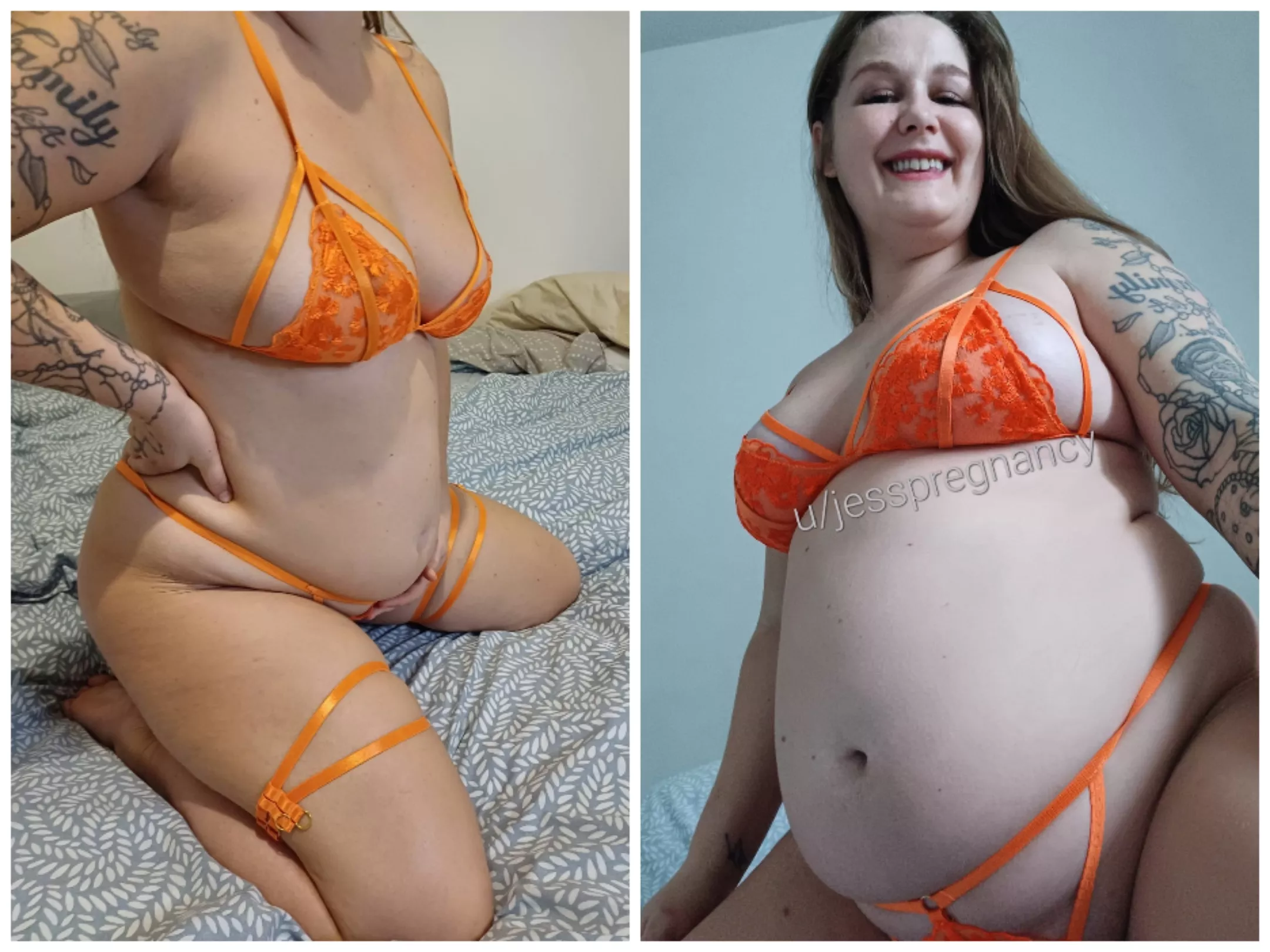 Just a pregnancy progress picture to brighten your Monday ❤️ from 14 weeks pregnant to 21 weeks so who knows how big I'll be soon at this rate 🤣😈