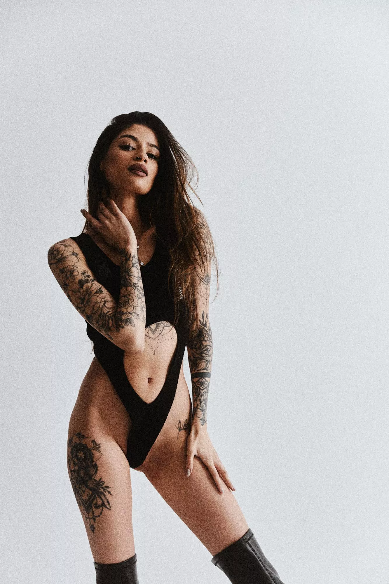 Black bikini. Hope it matches my tattoos.