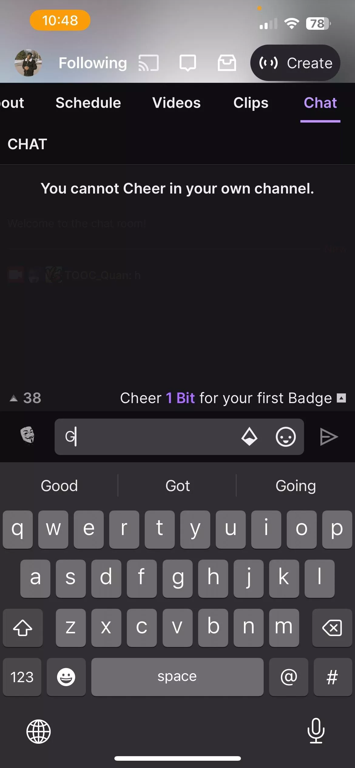 Chat glitch