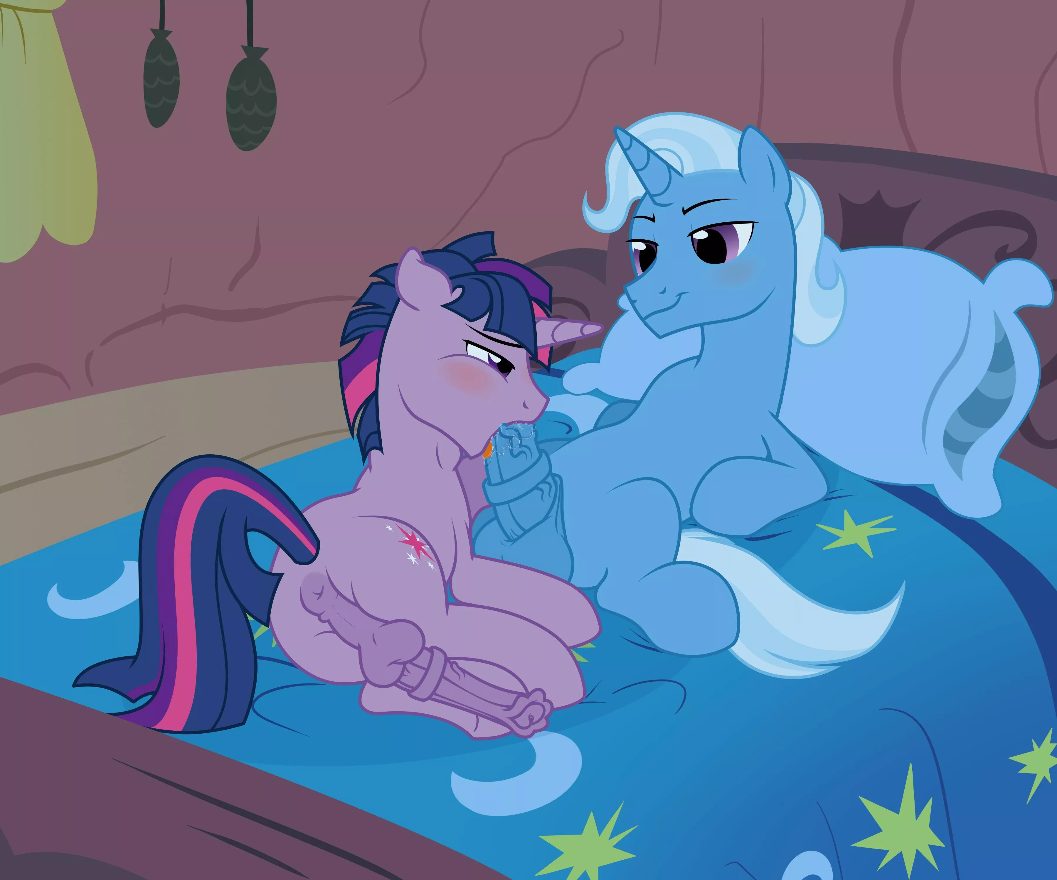 Dusk Shine sucking off Trixie (artist:nika-rain)