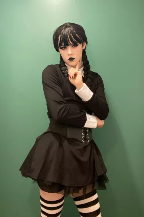 Femboy Wednesday Addams for halloween🖤
