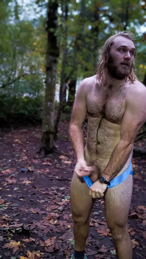 Too pretty in the woods not to have a wank, even if people were watching