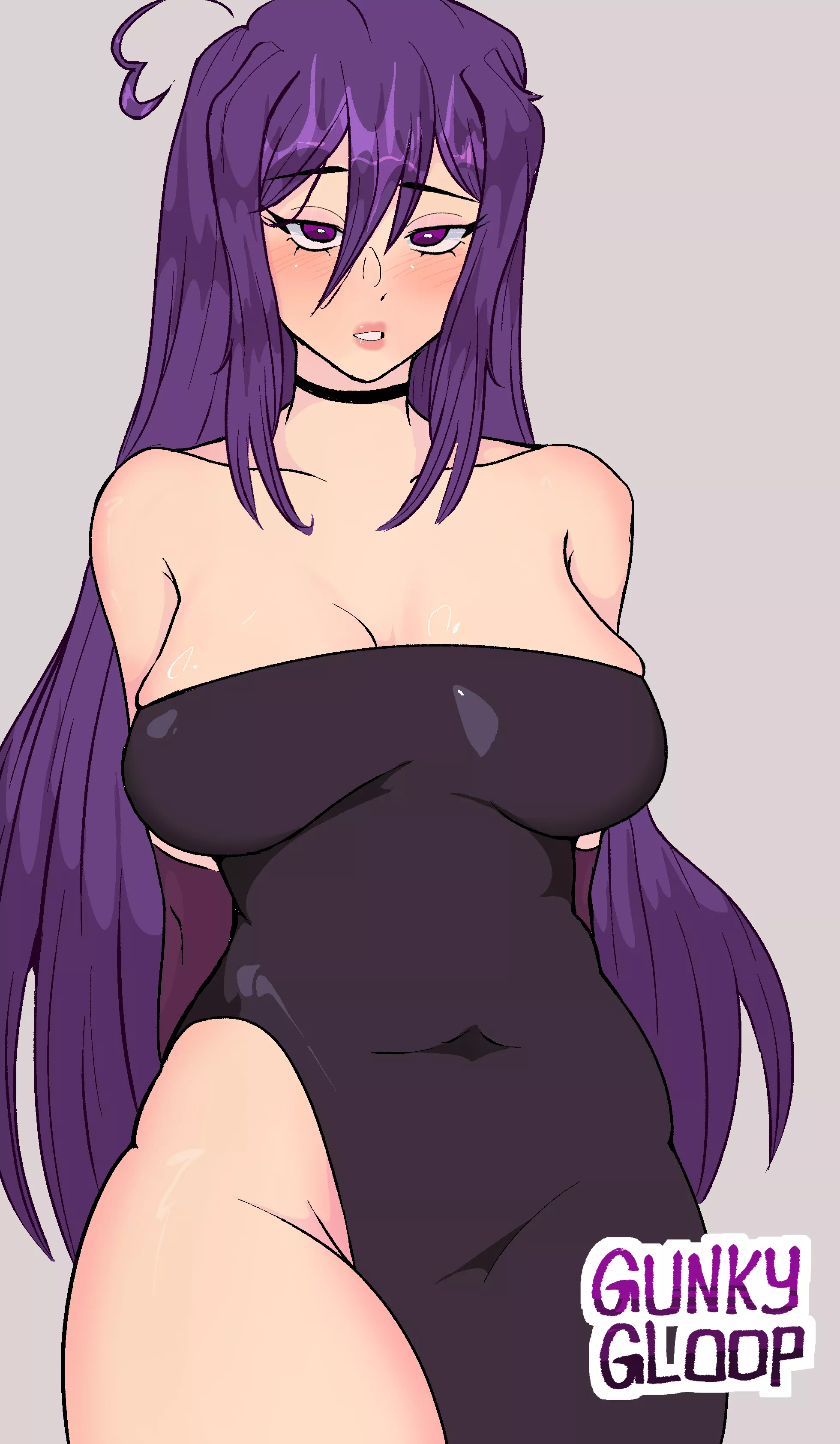 Yuri trying a dress to wear for the club halloween party! [OC]