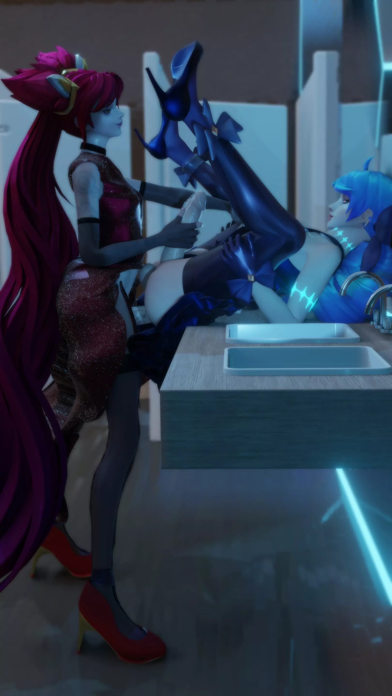 Jinx and Gwen having a quickie at the party. (Otaviox6)