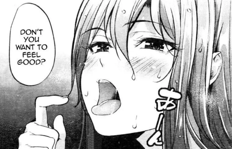 LF Mono Source: 1girl, sweating, open mouth, blushing, finger pointing, teeth, saliva, long hairs,